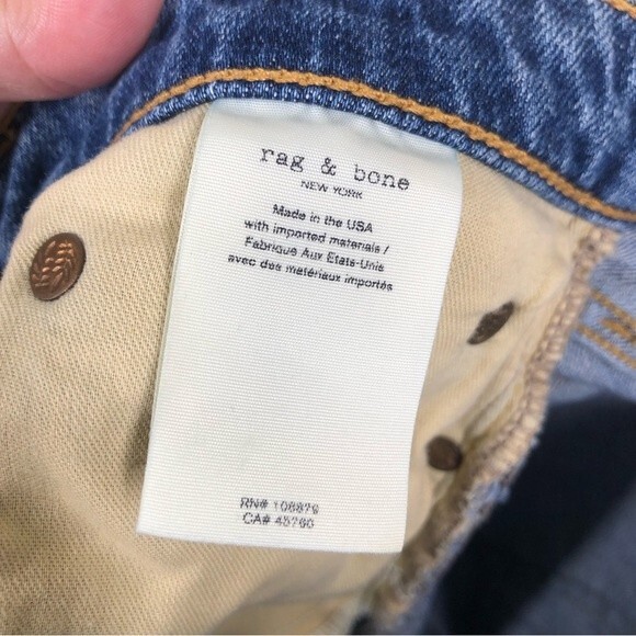 Rag & Bone Dre Low-Rise Slim Boyfriend Jeans Distressed Dobbie Wash 27 - Picture 10 of 11